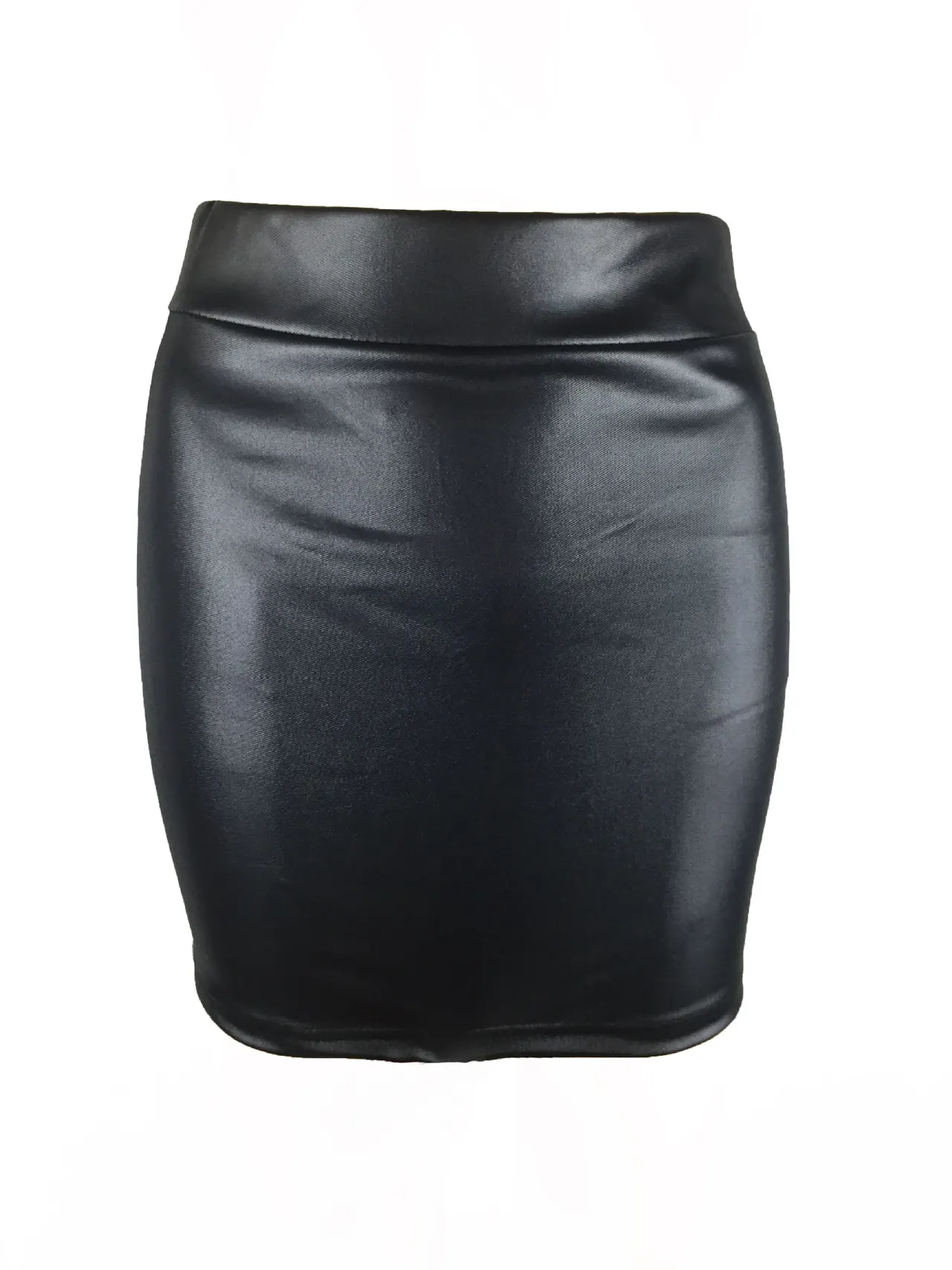 Korean Women'S Bottoming Skirt, Matte Faux Leather Skirt, Pu Bag Hip Skirt - Black