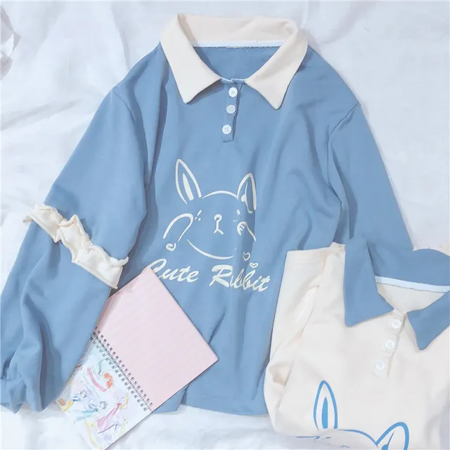 Thin Sweater Women Spring And Autumn Korean Version Of The New Girlfriends Student Sisters Dress Loose Ins Super Fire Hatless Top Blue - Shop at LoveMi