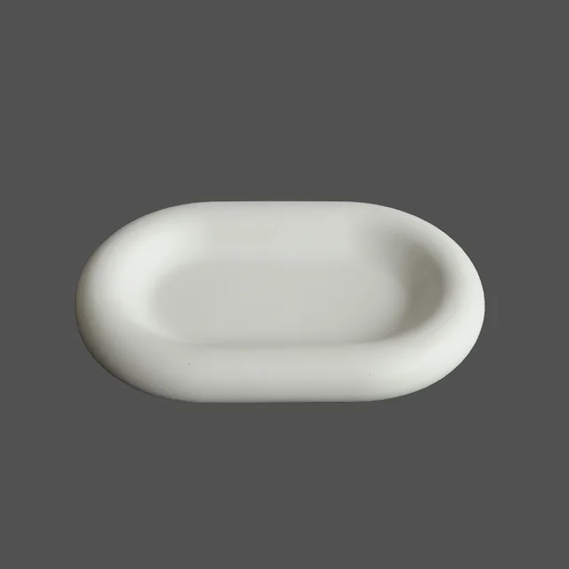 Ceramic Matte Oval Dinner Plate Nordic Ins Decoration Storage Tray Cake Salad Splash Ink White - Shop at LoveMi