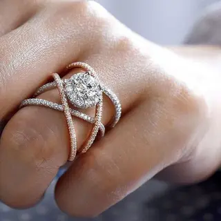 Rose Gold Plated Dichroic Ring Female Engagement Ring - Rose Gold