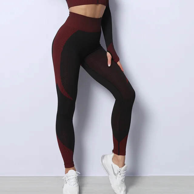 Beautiful Peach Hip Fitness Pants High Waist Elastic Tight Yoga Pants Quick Drying Sweat Absorbent Breathable Sports Trousers Scarlet - Shop at LoveMi