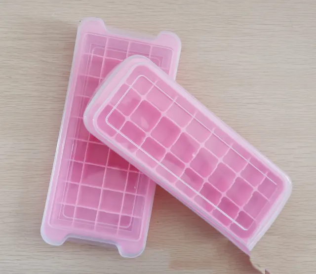 Household Silicone Square Ice Tray With Lid Pink - Shop at LoveMi