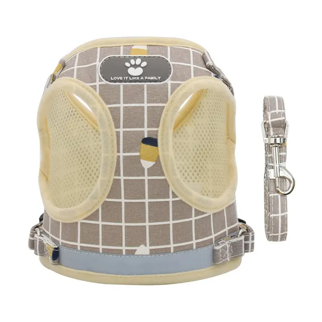 Small Dog Harness Vest Puppy Cat Fashion Breathable Mesh Vest Harnesses Walking Lead Leash Yellow - Shop at LoveMi