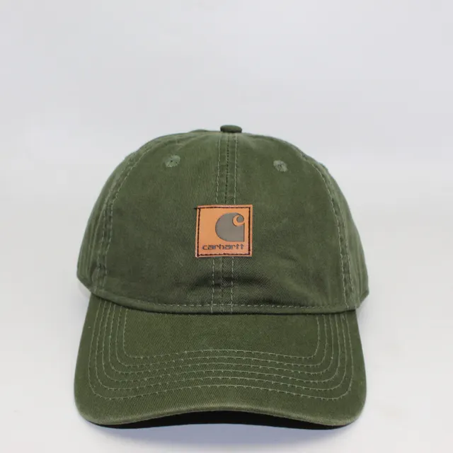 Washed Distressed Leather Label Soft Top Baseball Cap Green - Shop at LoveMi