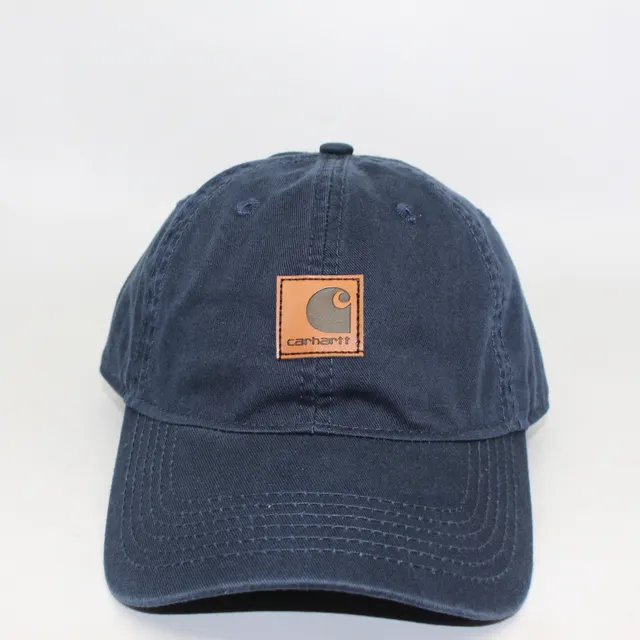Washed Distressed Leather Label Soft Top Baseball Cap Navy - Shop at LoveMi