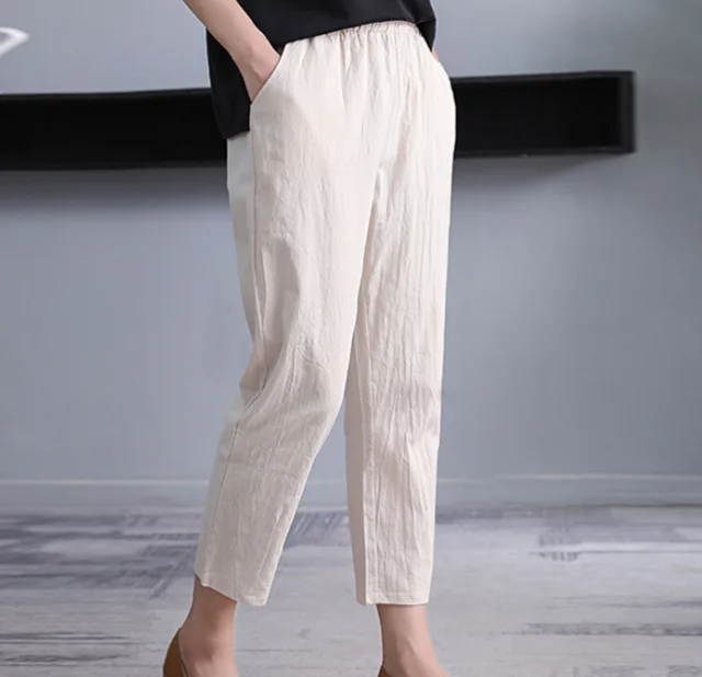Loose And Thin Waist Pants Summer Thin Cropped Harem Pants Khaki - Shop at LoveMi
