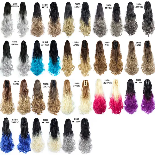 Clip On Hairpiece Extensions Ombre Ponytail Claw Synthetic Hair Wavy Soowee 1Bt0403 E - Shop at LoveMi