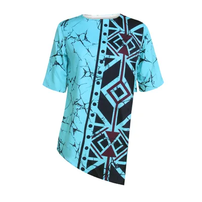 Digital Print Street African Women'S Fashion Irregular Sleeve Top Casual Loose - Shop at LoveMi