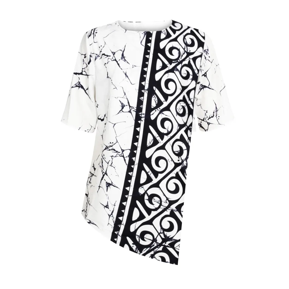 Digital Print Street African Women'S Fashion Irregular Sleeve Top Casual Loose B L - Shop at LoveMi