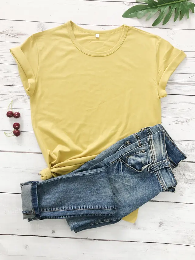 Ya Bish Kendrick Llama Fashion Short Sleeve Letter T Shirt Yellow - Shop at LoveMi
