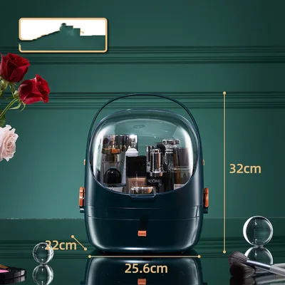 Net Red Cosmetics Storage Box Finishing Desktop Dustproof Green - Shop at LoveMi