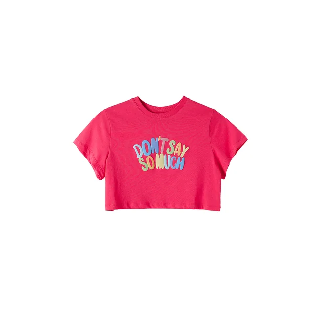 Triangular Teeth Are Thin Color Letters Foam Exposed Umbilical Loose Short Sleeved T Shirt Female Summer Trend Ins Niche Short Top Red - Shop at LoveMi