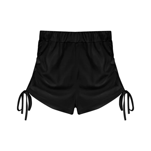Hot Pants Women'S Design Sense Niche High Waist Slimming Strap Wide Leg Shorts Black Shorts - Shop at LoveMi