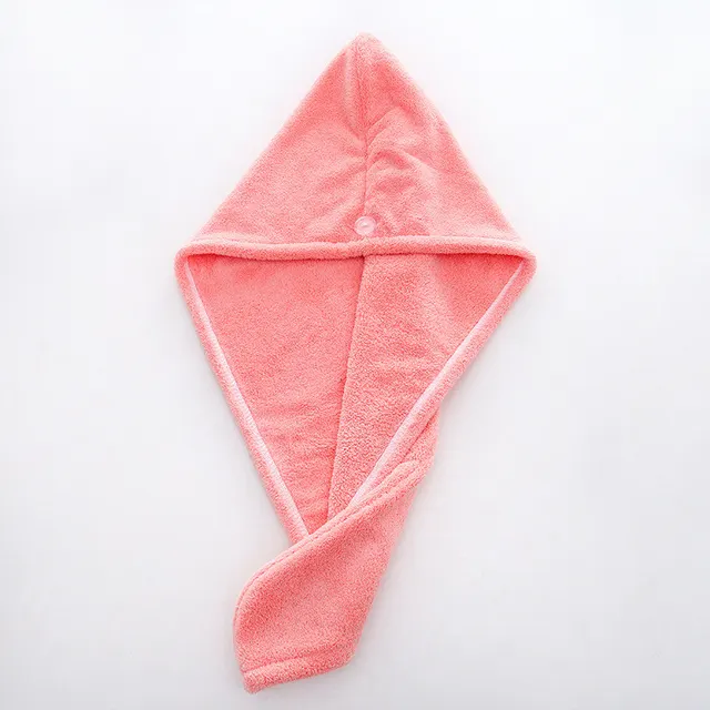 Coral Fleece Dry Hair Cap Fast Absorbent Microfiber Pink - Shop at LoveMi