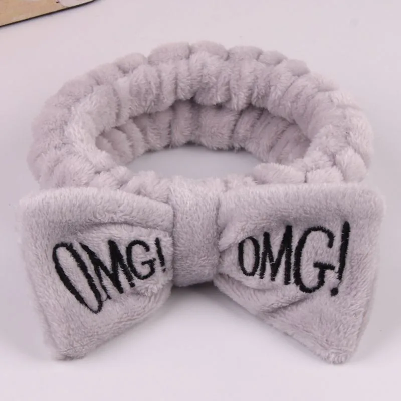 Plush Hair Band Headband Cute Bow Grey - Shop at LoveMi