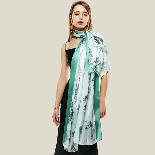 Polyester Satin Long Scarf Green - Shop at LoveMi