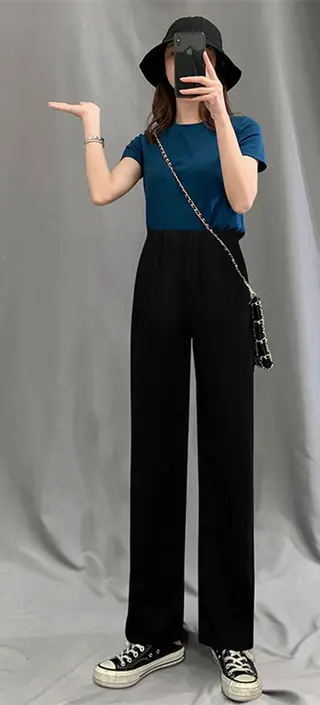 High Waist Drape Is Thin Black Straight Loose Casual Suit Spring And Autumn Mopping The Floor - 5 Color
