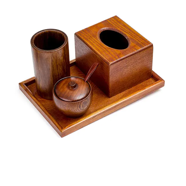 Kitchen Supplies Seasoning Bottle Wooden Seasoning Jar With Lid Seasoning Jar Kitchen Set 1Tray1 Seasoning Jar1 Chops - Shop at LoveMi