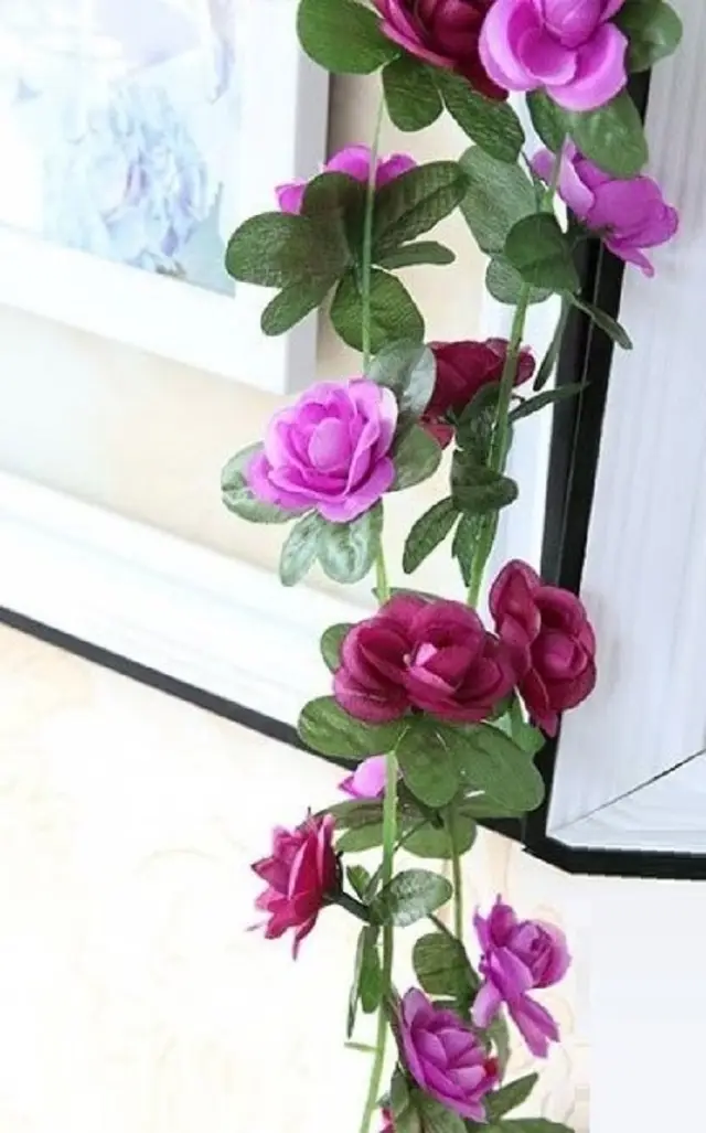250Cm Rose Artificial Flowers Christmas Garland For Wedding Home Room Decoration Spring Autumn Garden Arch Diy Fake Plant Vine Purple Light Purple - Shop at LoveMi
