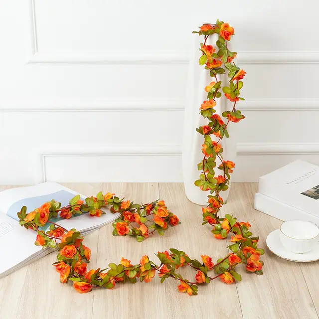 250Cm Rose Artificial Flowers Christmas Garland For Wedding Home Room Decoration Spring Autumn Garden Arch Diy Fake Plant Vine Sunset - Shop at LoveMi