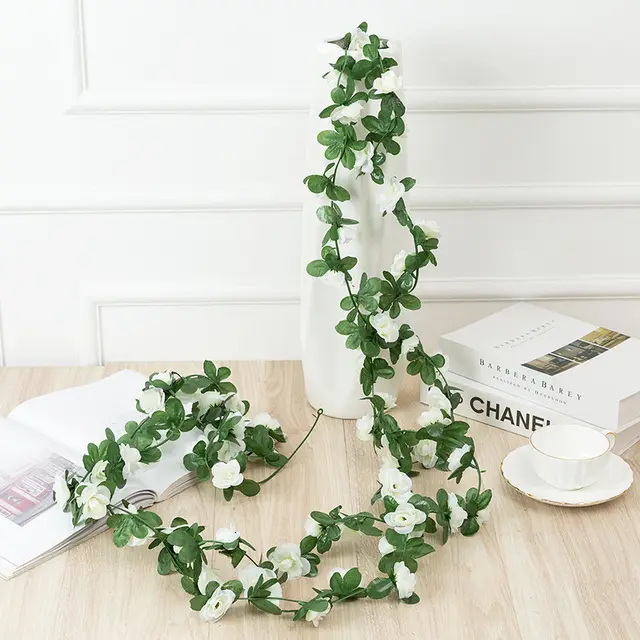 250Cm Rose Artificial Flowers Christmas Garland For Wedding Home Room Decoration Spring Autumn Garden Arch Diy Fake Plant Vine White - Shop at LoveMi