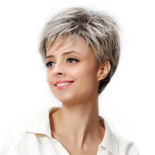 Middle aged And Elderly Micro volume Short Wig Ladies Hair Cover Grey - Shop at LoveMi