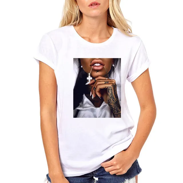 FIXSYS Women T Shirt Print Tee Shirt O Neck Tops Tees Summe - Shop at LoveMi