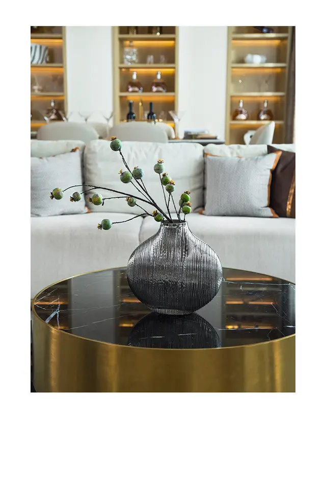 Silver Striped Glass Vase Flower Arrangement Hydroponic Accessories Modern Home Decor Accessories - Shop at LoveMi
