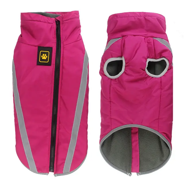 Pet Dog Clothes Winter New Reflective Padded Warm Labrador Jacket Rose Red - Shop at LoveMi
