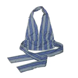 Women'S Summer Strappy Vest Wrap Top Sexy Deep V Halter Stripe - Blue