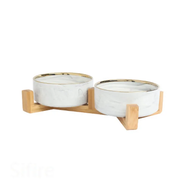 Cat Bowl Double Bowl Ceramic Dog Bowl Cat Food Bowl Pet Food Bowl Cat Food Rice Bowl Dog Bowl Dog Drinking Water Bowl Anti Overturning 2X White - Shop at LoveMi
