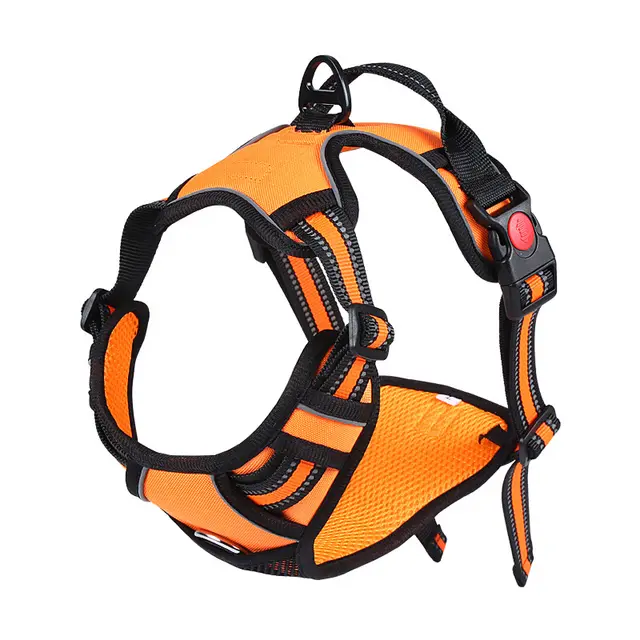Anti reflective Oxford Cloth Vest Traction Rope For Pet Big Dog Chest Strap Orange - Shop at LoveMi