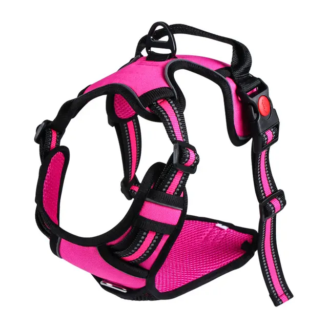 Anti reflective Oxford Cloth Vest Traction Rope For Pet Big Dog Chest Strap Pink - Shop at LoveMi