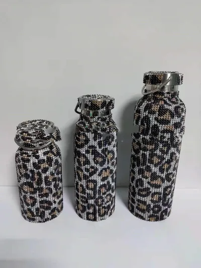 Diamond Bottle Diamond Vacuum Bottle Diamond Vacuum Cup Leopard Gold - Shop at LoveMi