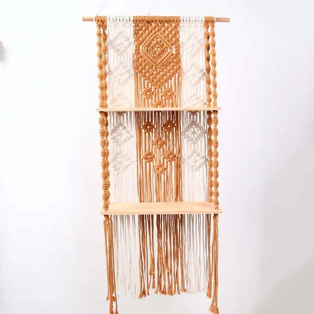 Bohemian Diy Wall Shelf Colored Cotton Tapestry Apricot2 Layers - Shop at LoveMi
