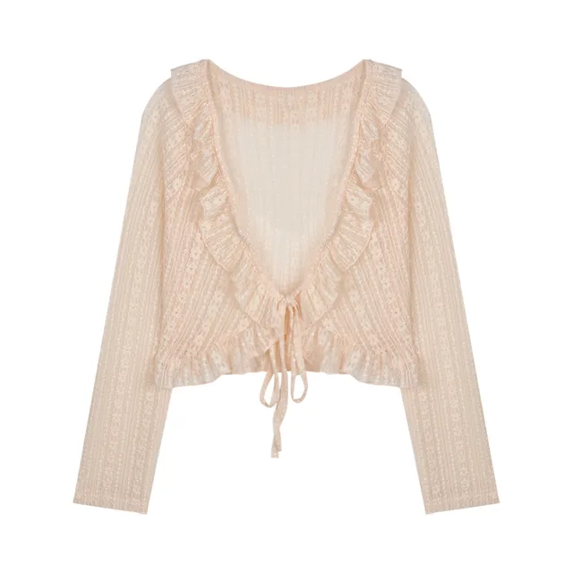 Korean Light Mature Temperament Lace Up Suit Waist Dress Women'S Summer New Apricot Cardigan - Shop at LoveMi