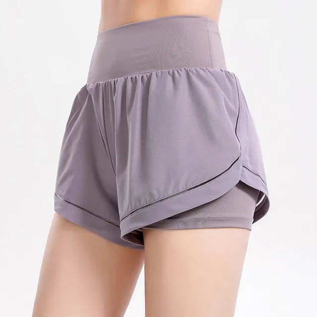 Anti Fade Sports Shorts Women'S Tight Fitting Quick Drying Training Running Pants Yoga Fitness Pants Burn Hole Loose High Waist Outer Wear Purple - Shop at LoveMi