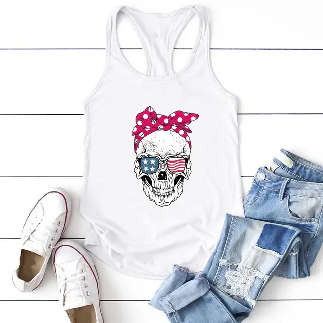 Ladies Round Neck Print Comfortable Women's Vest White - Shop at LoveMi
