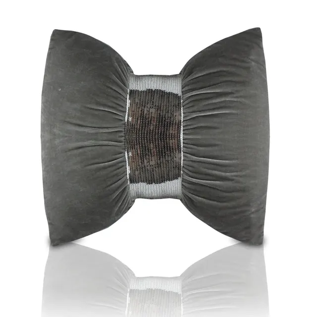 Velvet Bow Sequin Sofa Cushion Grey - Shop at LoveMi