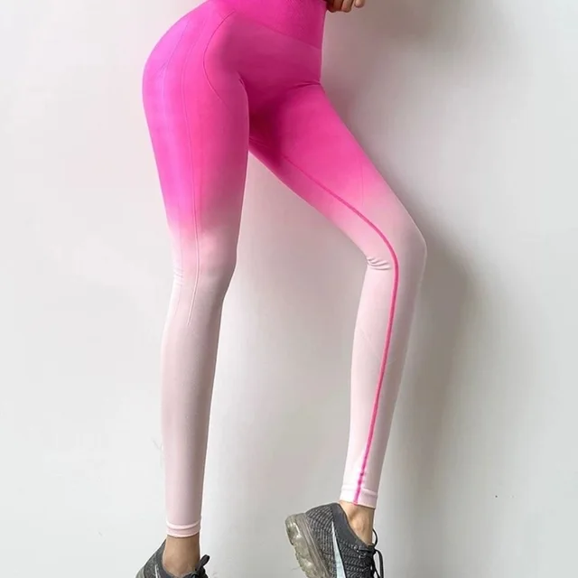 Gradient Fitness Peach Hip Lift Body High Waist Tight Sports Yoga Pants Pink - Shop at LoveMi