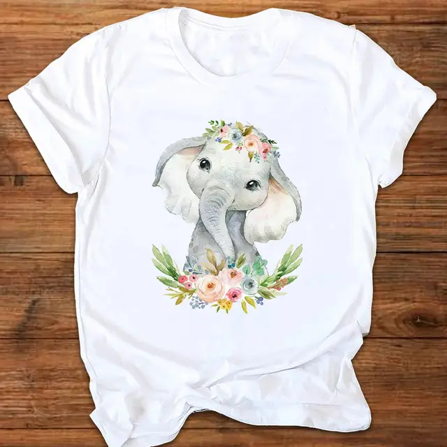 Cartoon Cute Fox Watermark Print Ladies T Shirt Top - Shop at LoveMi