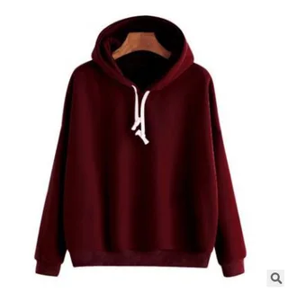 Hot Style Loose Hooded Sweater Top Women'S Clothing - Wine Red