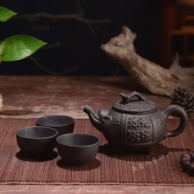 Zhuni Small Teapot, Hand Held Pot, Kungfu Tea Set, Ceramic Tea Maker Black A - Shop at LoveMi