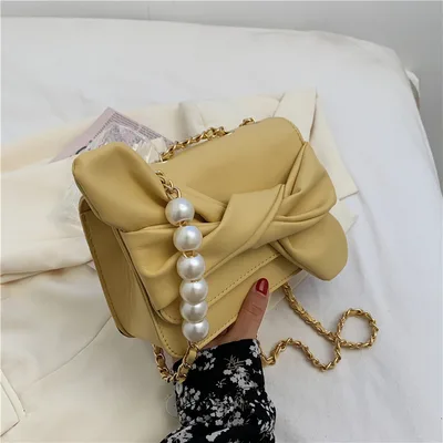 Chain Messenger Bag Popular Small Square Bag Yellow - Shop at LoveMi