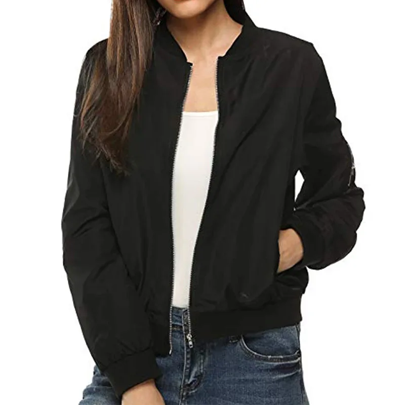 Sportswear Short Bomber Jacket Coat Autumn Women Black - Shop at LoveMi