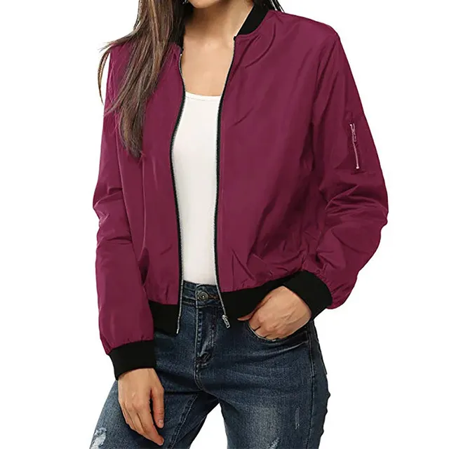 Sportswear Short Bomber Jacket Coat Autumn Women Red - Shop at LoveMi