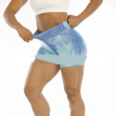 Carrying Ink Flower Slimming Breathable Sports Fitness Yoga Pants Blue - Shop at LoveMi