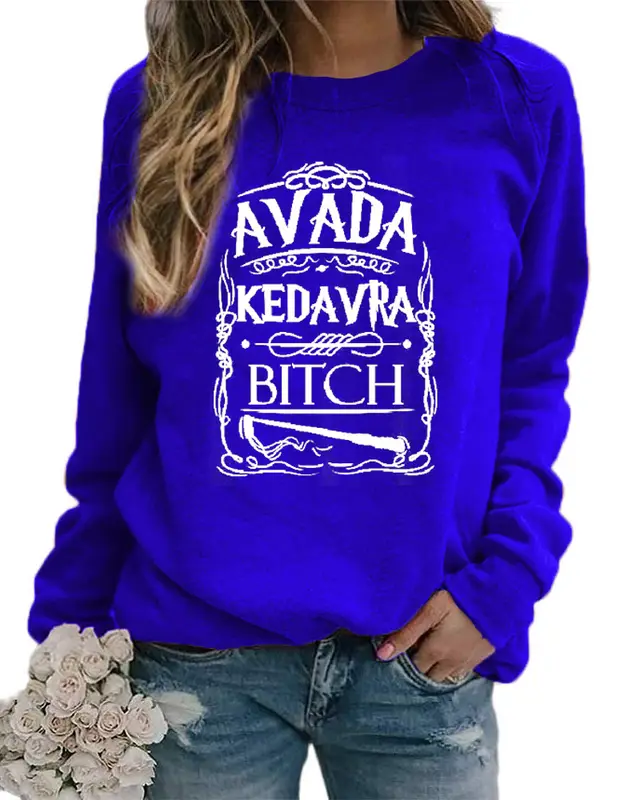 Letter Pattern Printing Round Neck Sweater Autumn And Winter Blue2 - Shop at LoveMi