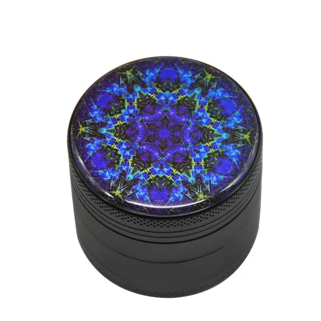 50Mm Aluminum Alloy Smoke Grinder Color Flower Of Life Four Layer Metal Smoke Grinder Grinder Blue - Shop at LoveMi