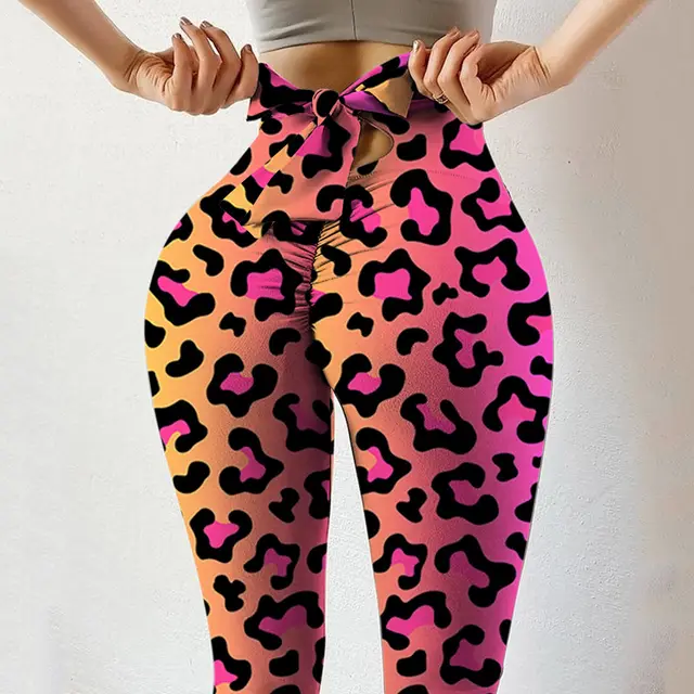 Printed Stretch Tights Yoga Pants Digital Printed Fitness Pants Outer Wear Leggings Leopard Print - Shop at LoveMi